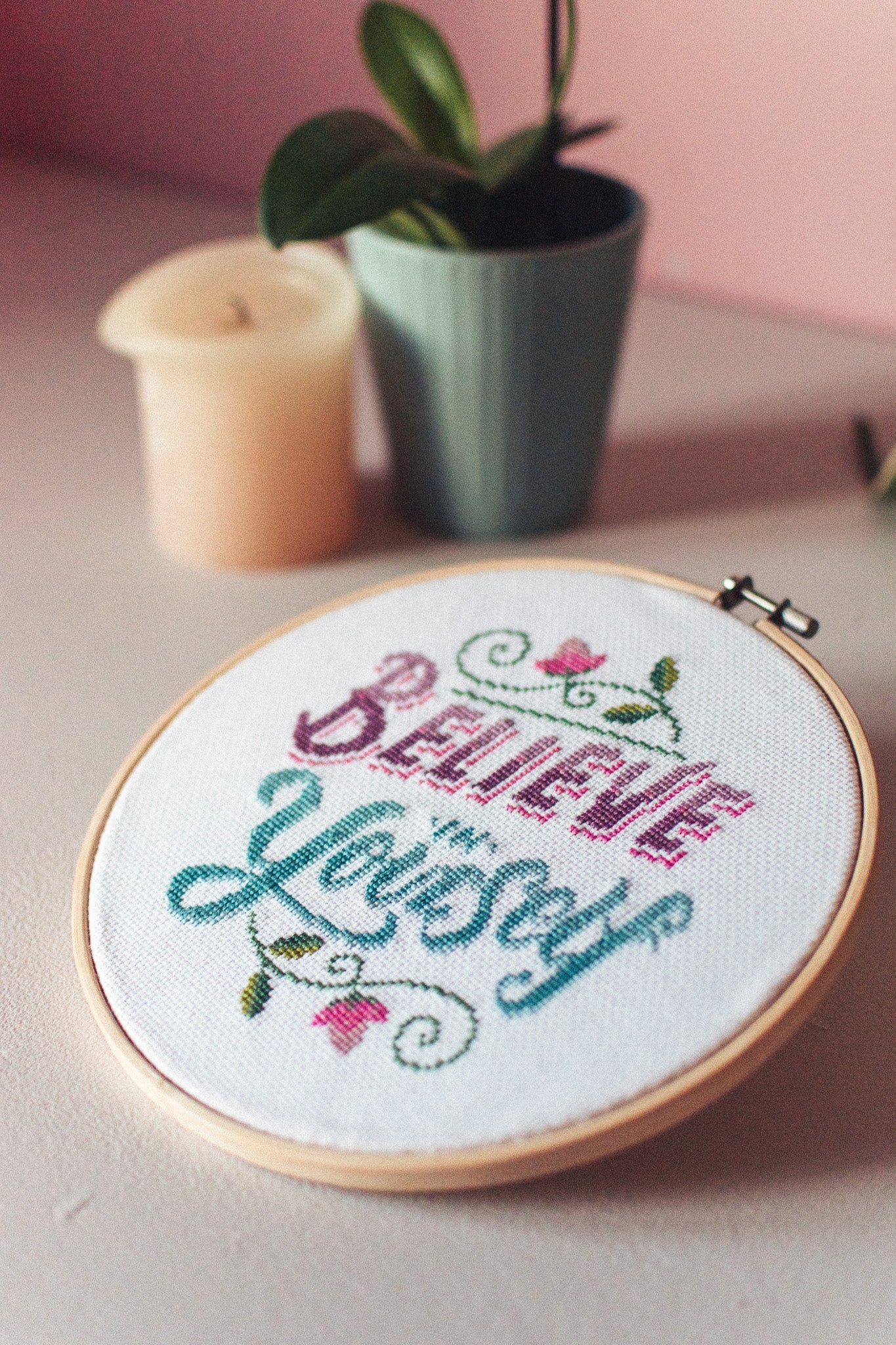 Completed Cross Stitch Art "Believe in Yourself" - F&B Crafts - F&B Crafts