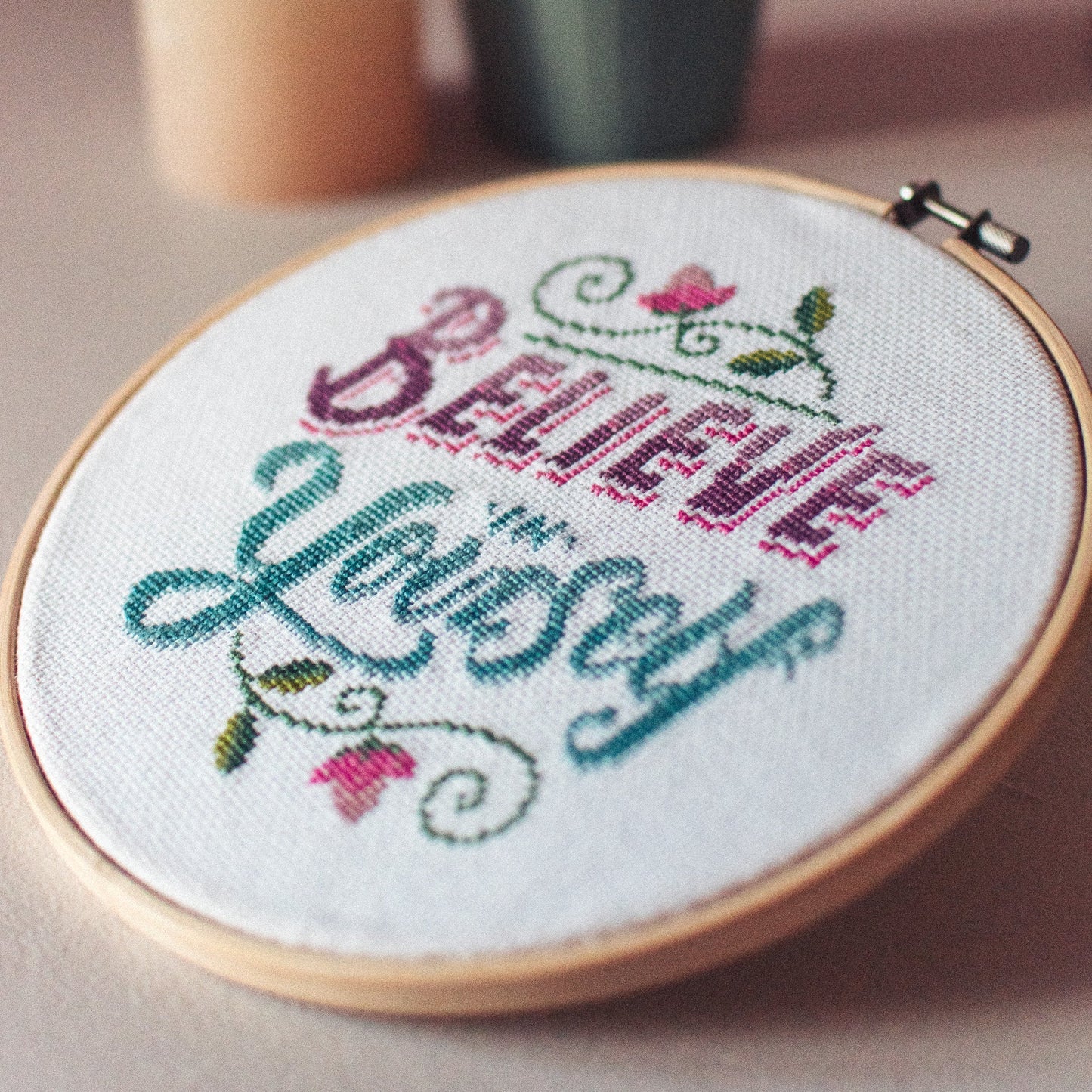 Completed Cross Stitch Art "Believe in Yourself" - F&B Crafts - F&B Crafts