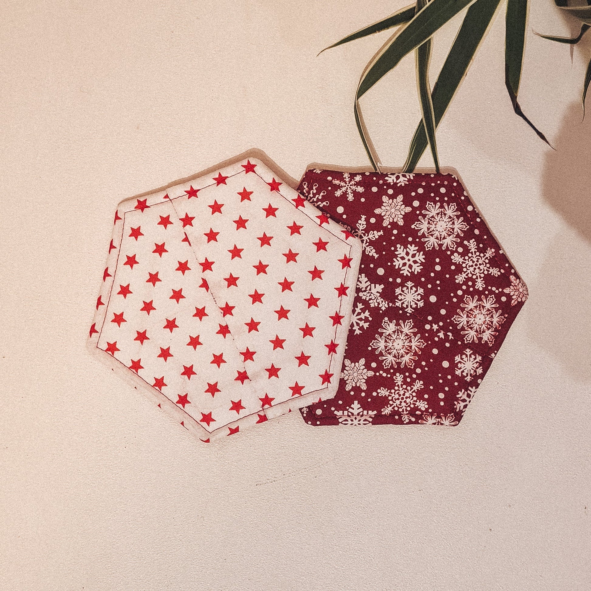 Festive Hexagon Coaster Pair - F&B Crafts - F&B Handmade