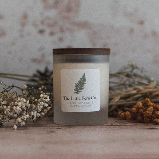 French Lavender & Jasmine Essential Oil Candle - F&B Crafts - The Little Fern Co