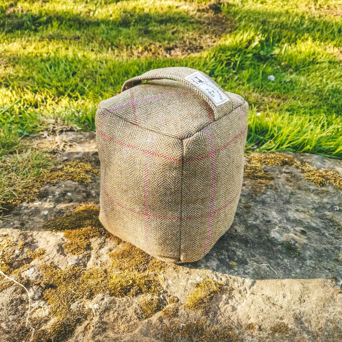 Khaki & Pink Tweed Doorstops - F&B Crafts - F&B Handmade