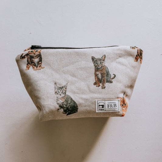 Kitten Print Wash Bag/Make-Up Bag - F&B Crafts - F&B Handmade