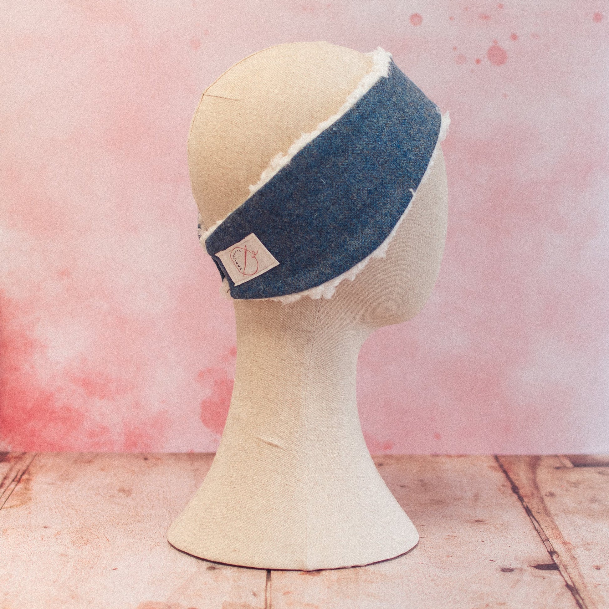 Light Blue Herringbone Tweed Head Warmer - F&B Crafts - F&B Handmade