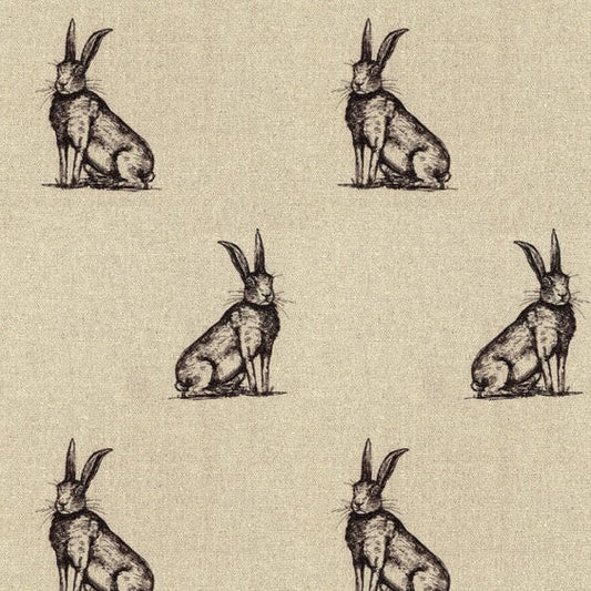 Pen Illustration Hare Print Fabric - F&B Crafts - F&B Handmade