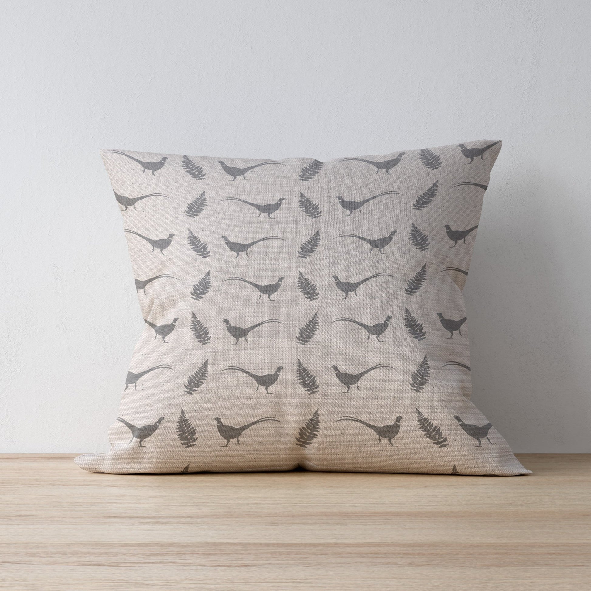 Pheasant & Fern Cotton Cushion - F&B Crafts - F&B Designs