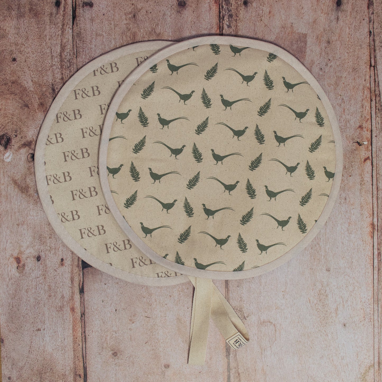 Pheasant & Fern Hob Covers - F&B Crafts - F&B Designs