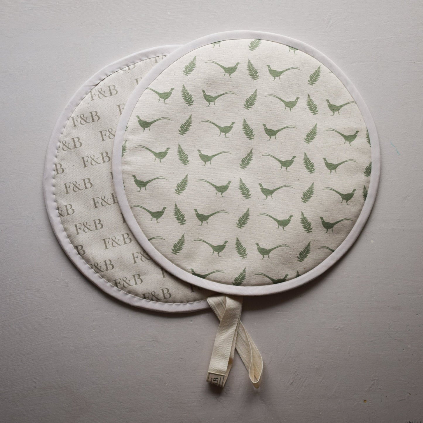 Pheasant & Fern Hob Covers - F&B Crafts - F&B Designs