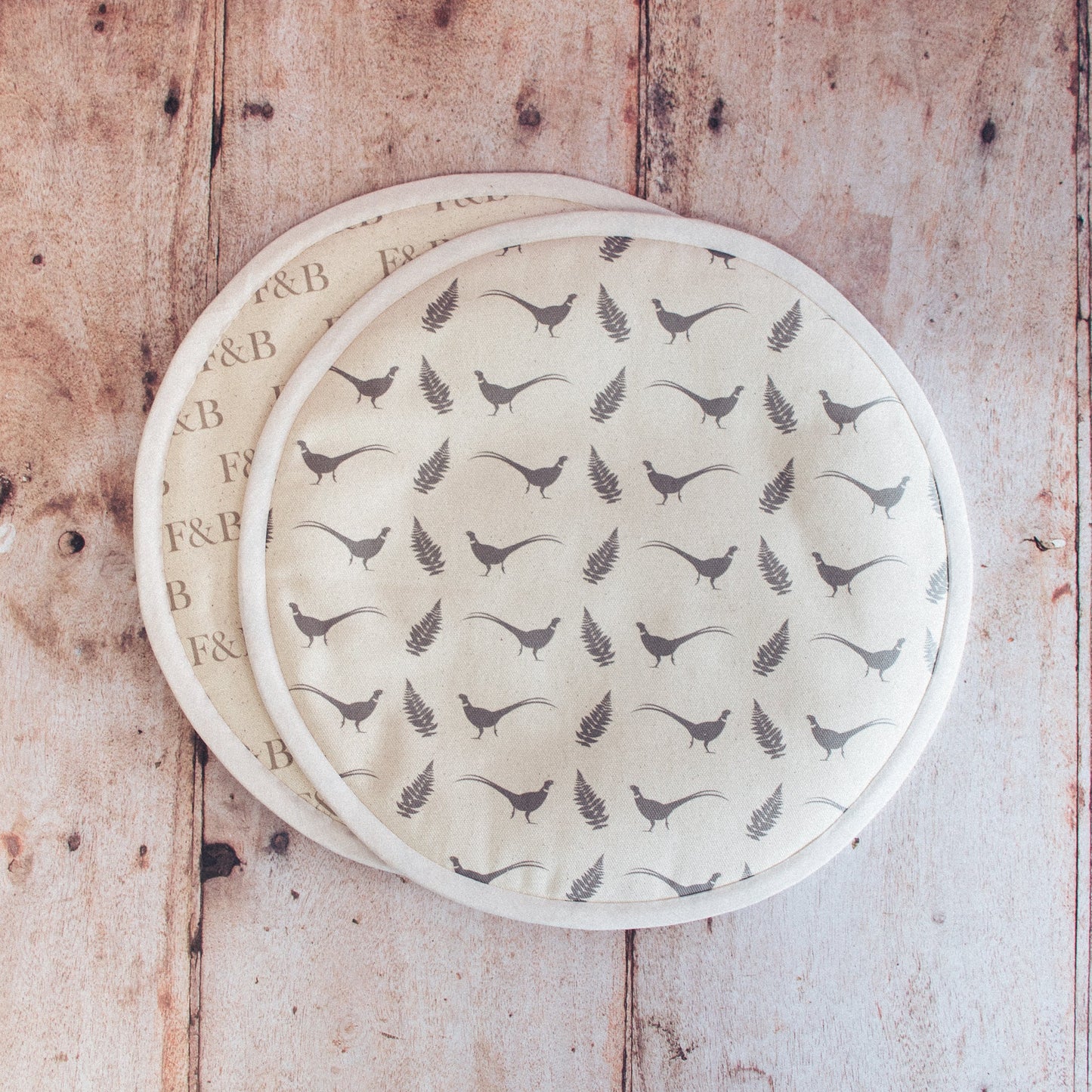 Pheasant & Fern Hob Covers - F&B Crafts - F&B Designs