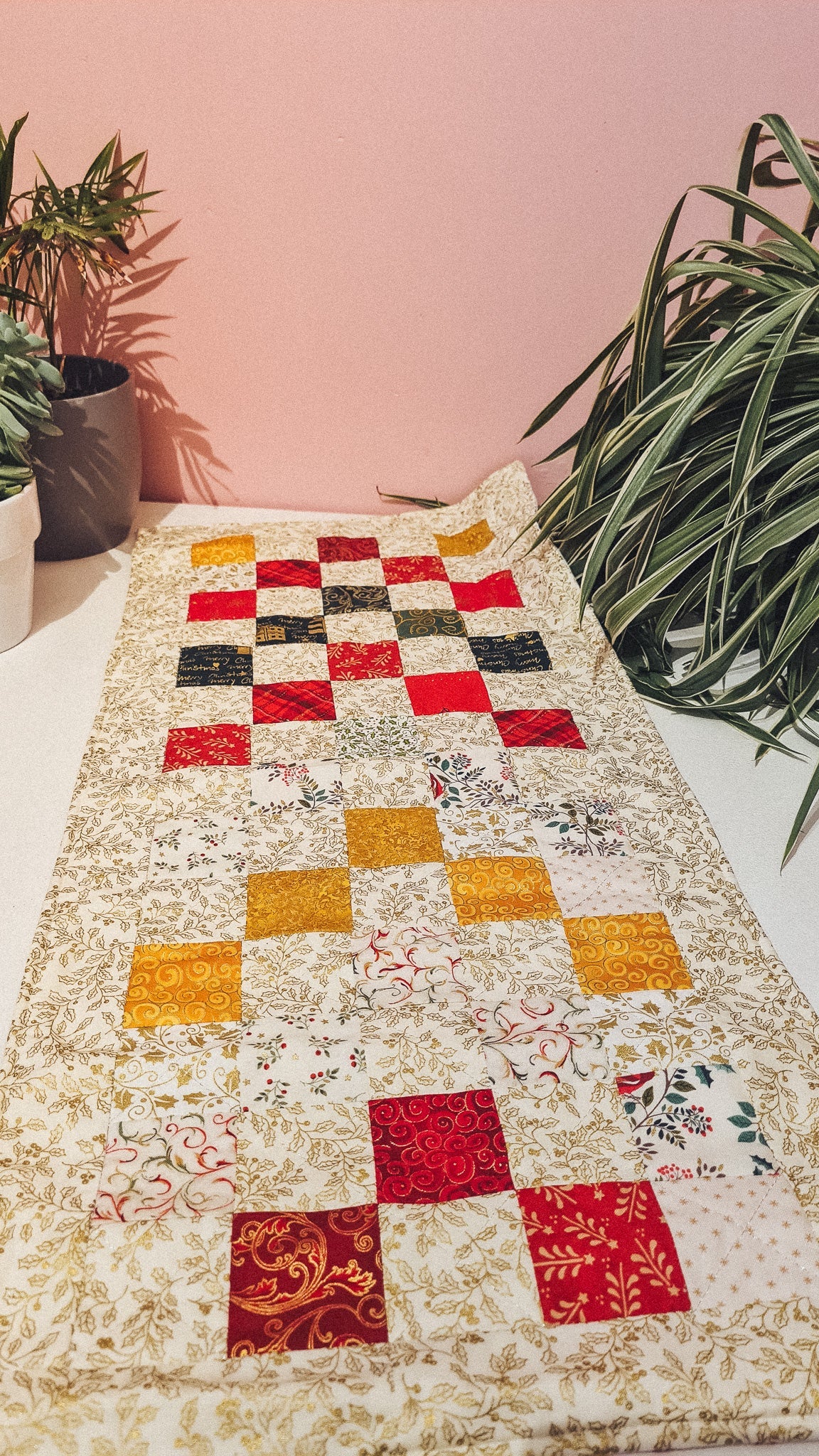 Square Pattern Patchwork Festive Table Centre Piece - F&B Crafts - F&B Crafts