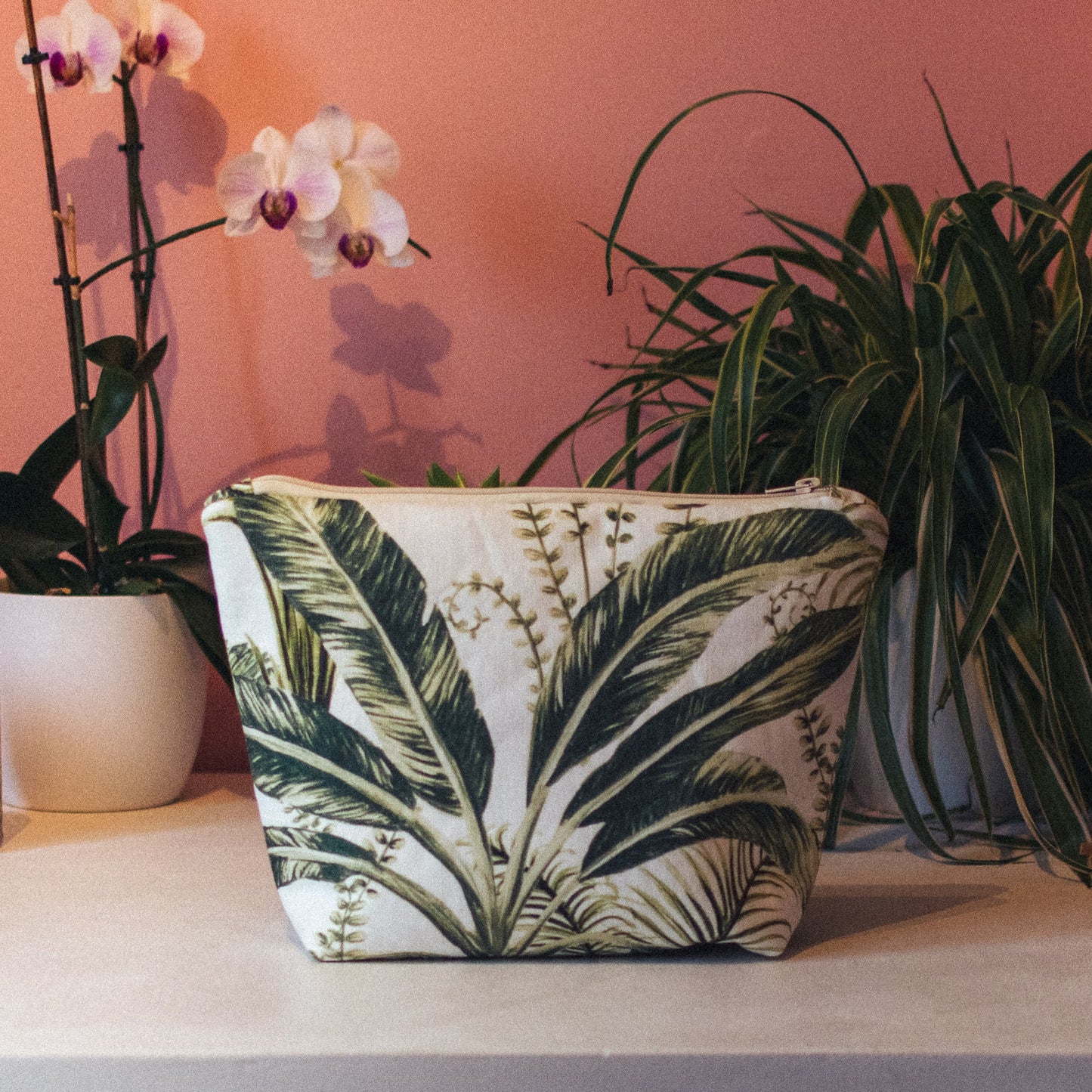 Tropical Leaves Print Wash Bag and Make-up Bag - F&B Crafts - F&B Handmade