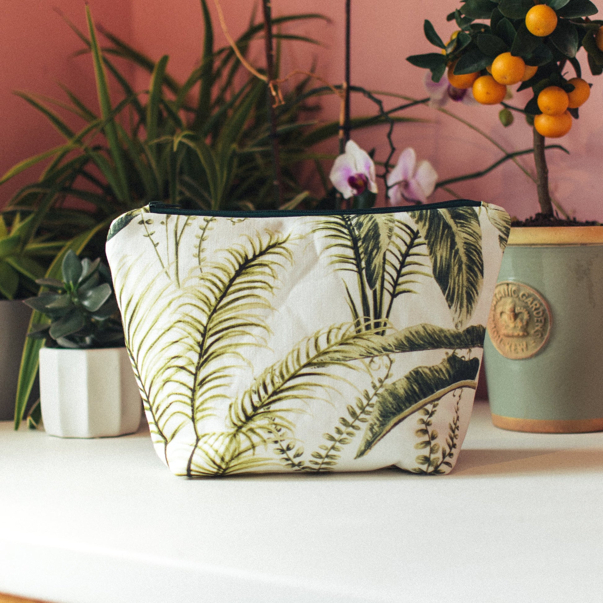 Tropical Leaves Print Wash Bag and Make-up Bag - F&B Crafts - F&B Handmade