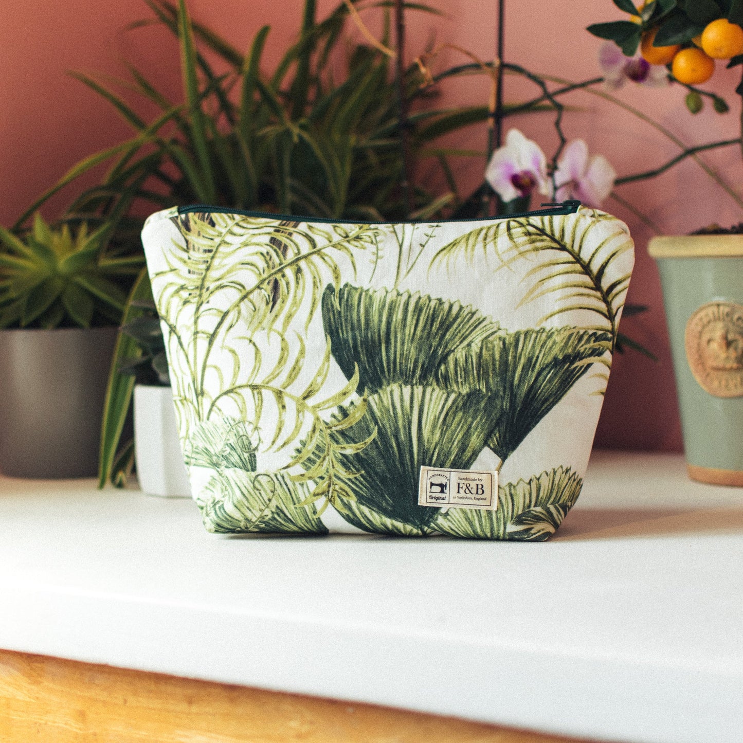 Tropical Leaves Print Wash Bag and Make-up Bag - F&B Crafts - F&B Handmade