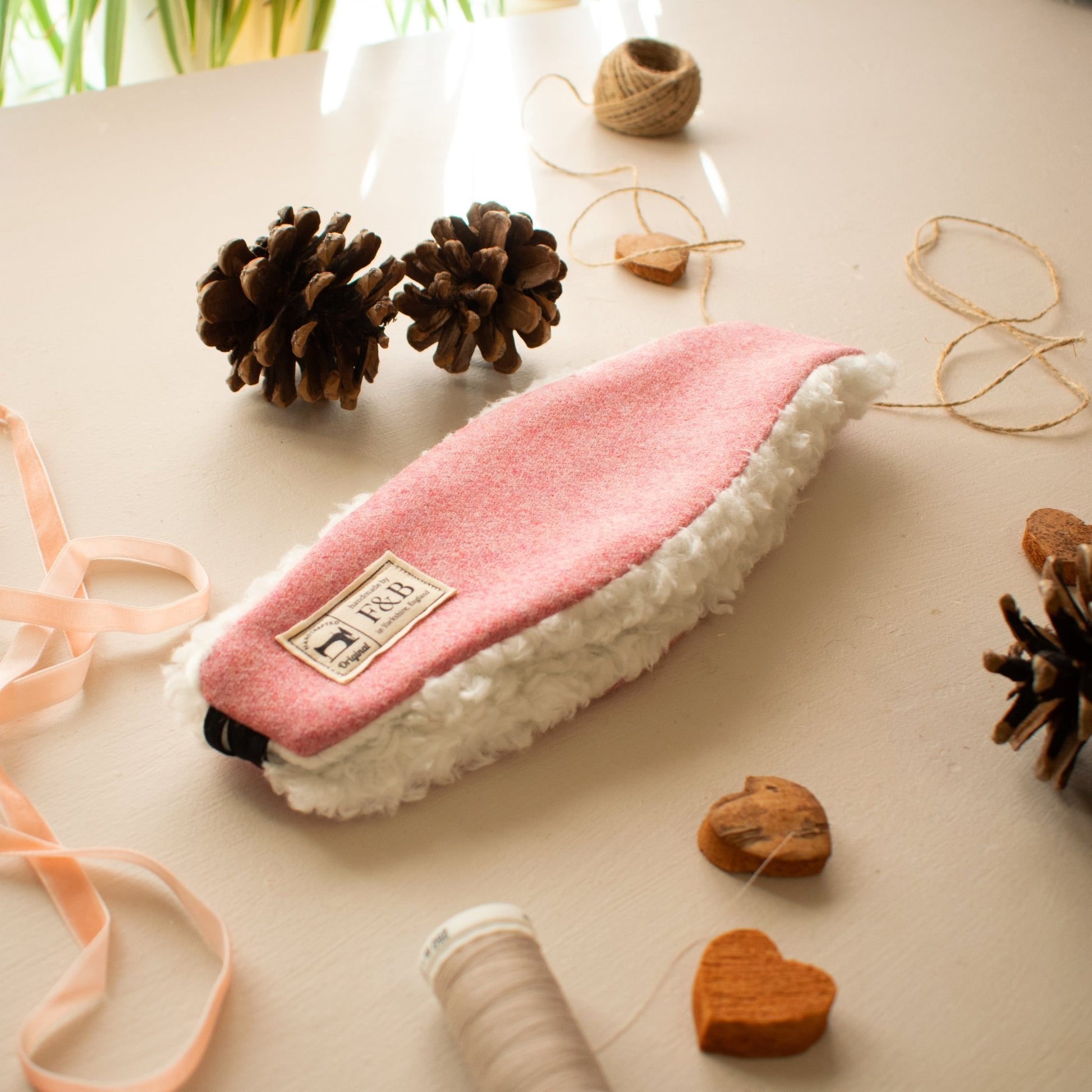Tweed Rose Pink Head Warmer - F&B Crafts - F&B Handmade