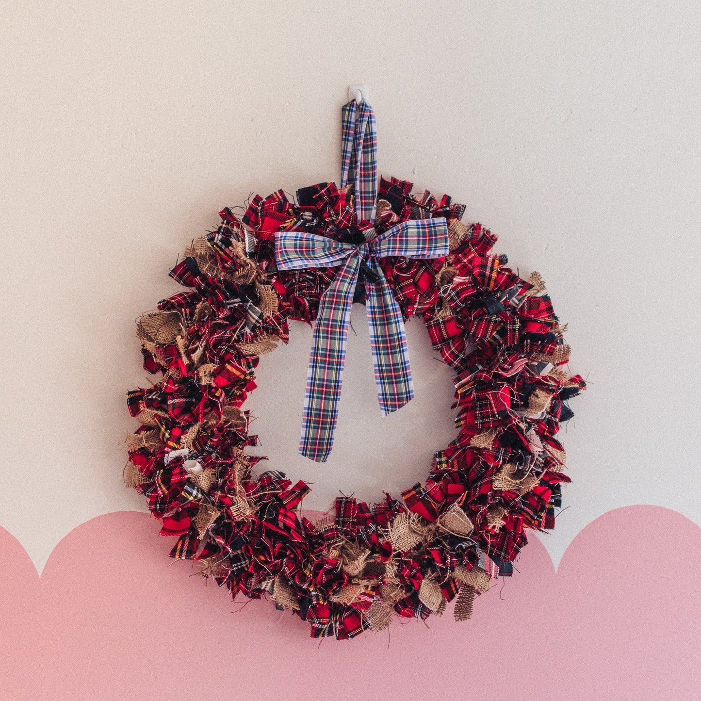 14" Red Tartan Wreath - F&B Crafts - F&B Handmade