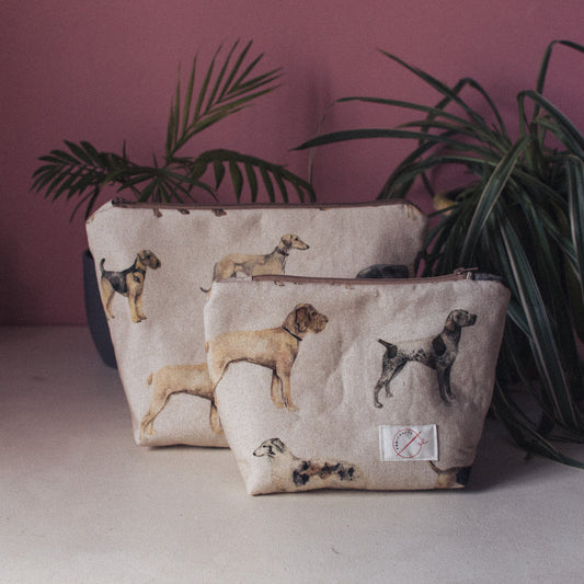 F&B Crafts - Voyage Maison Dog Print Wash Bag - Pointer, Wolfhound, Hound, Terrier, Greyhound, Saluki