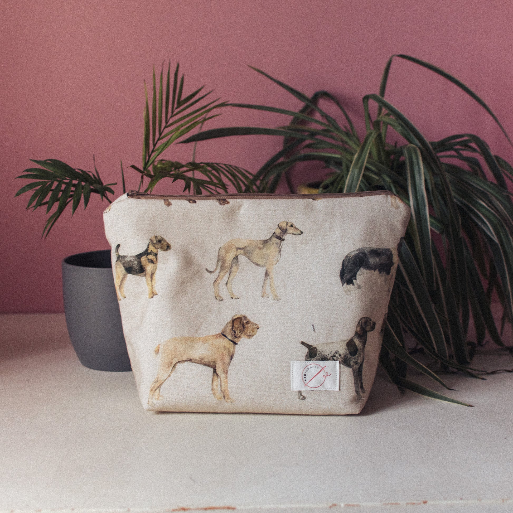 Dog print wash bag by F&B Crafts - Working dogs - Handmade in Malton