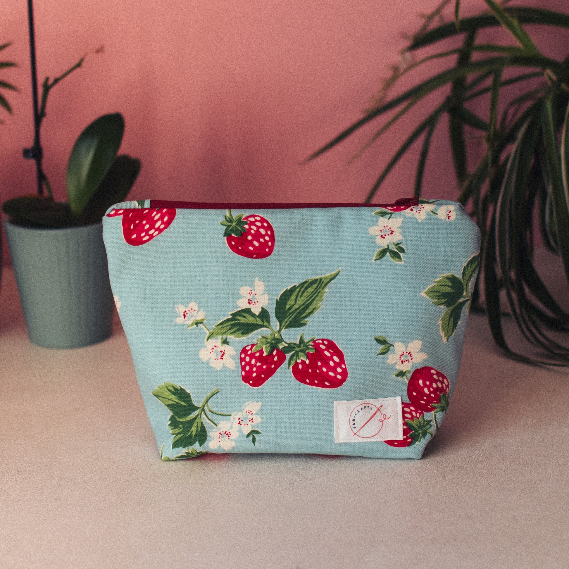 Small Strawberry Cath Kidston Wash Bag with Waterproof Lining