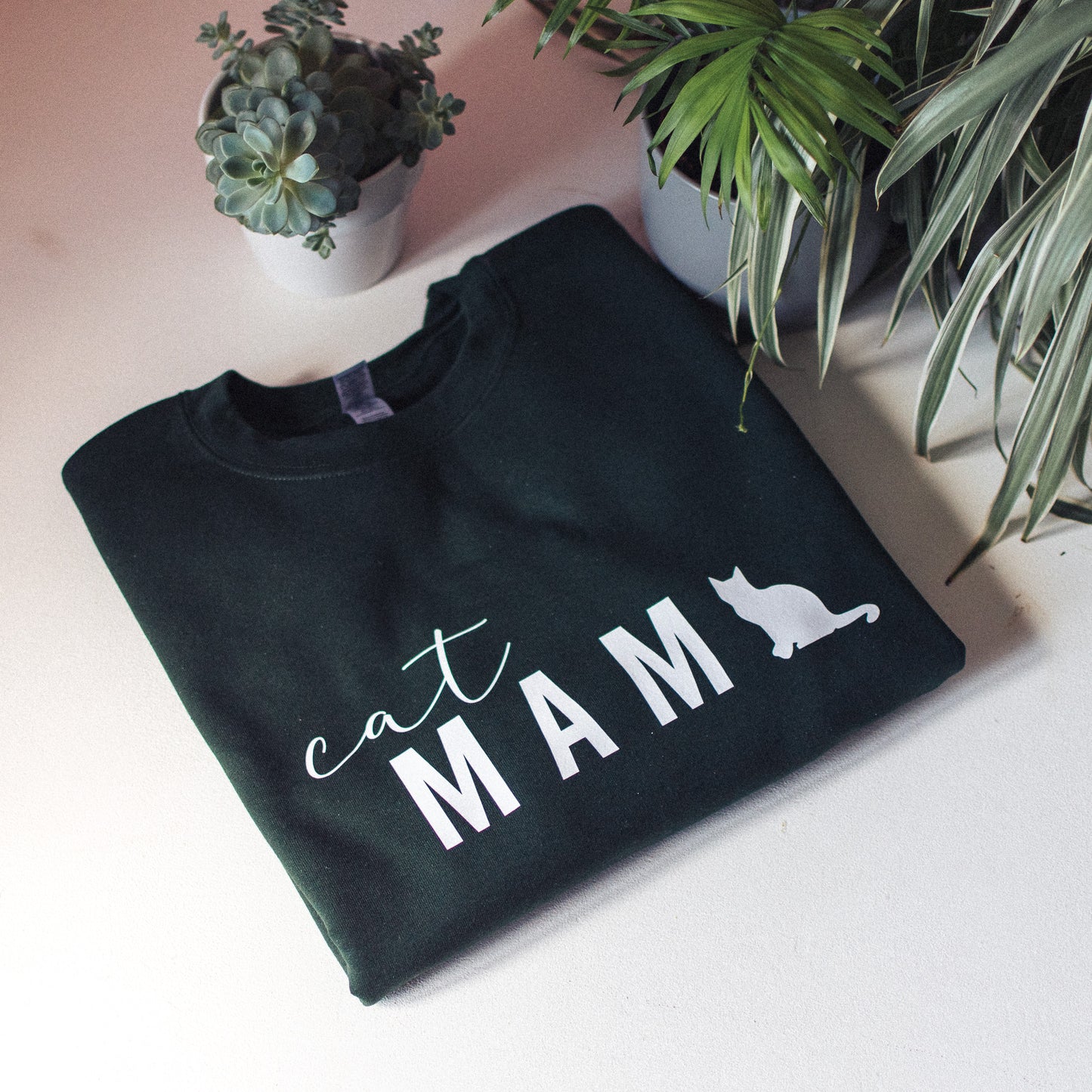 F&B Crafts Cat MAMA Jumper Forest Green White Text - Cat Themed Gifts