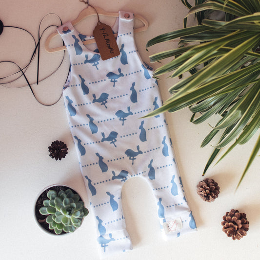 Blue Hare & Dots Polyester Romper 9-12 Months - F&B Crafts - F&B Designs