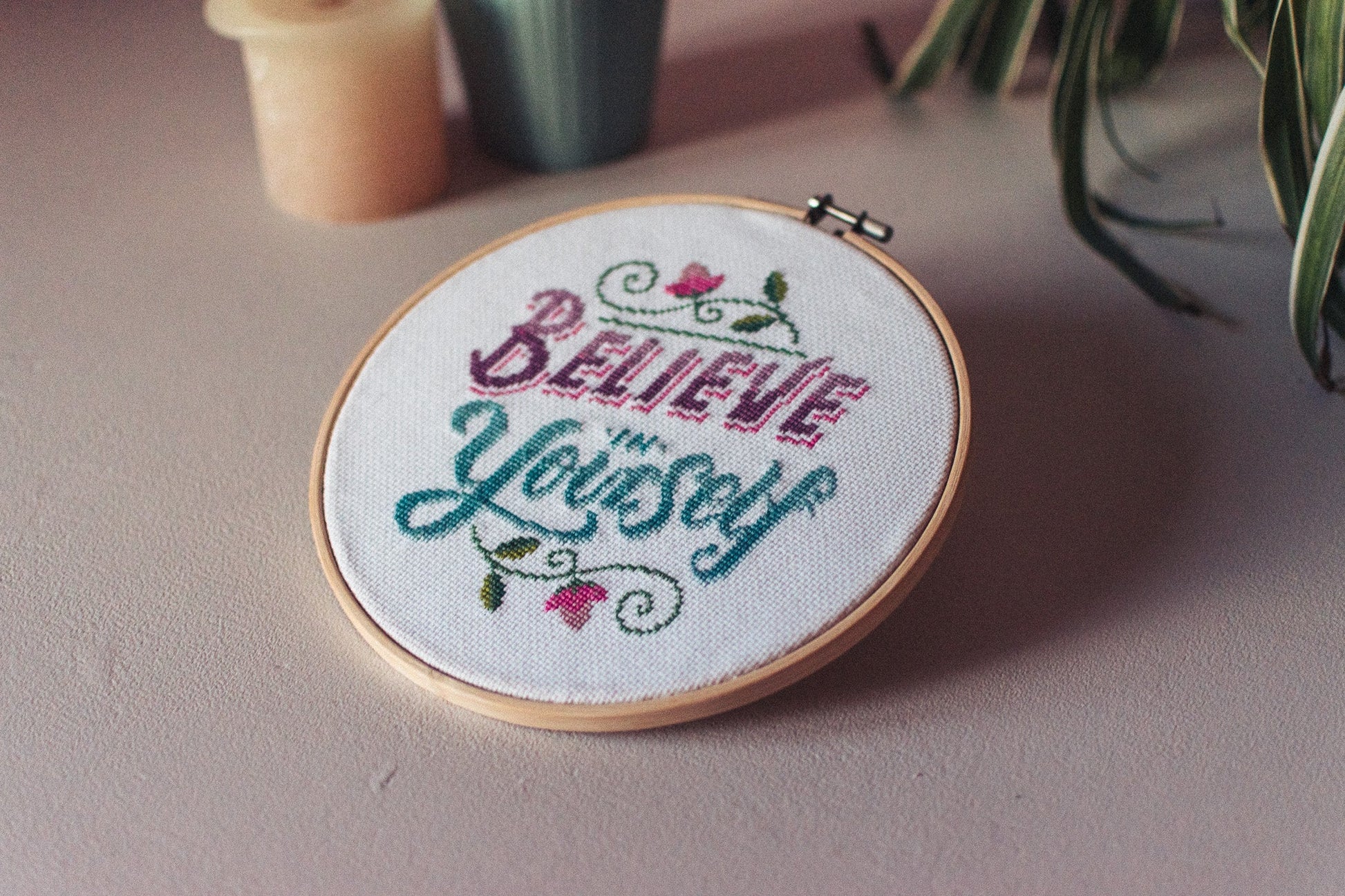 Completed Cross Stitch Art "Believe in Yourself" - F&B Crafts - F&B Crafts