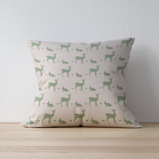 Deer & Rabbit Linen Cushion - F&B Crafts - F&B Designs