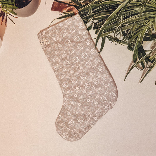 Grey Snowflake Pattern Christmas Stocking - F&B Crafts - F&B Handmade