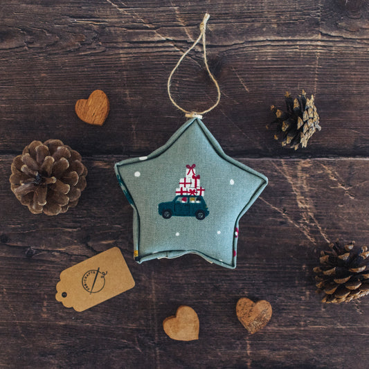 Home for Christmas Padded Fabric Hanging Star - Sophie Allport - F&B Crafts - F&B Crafts