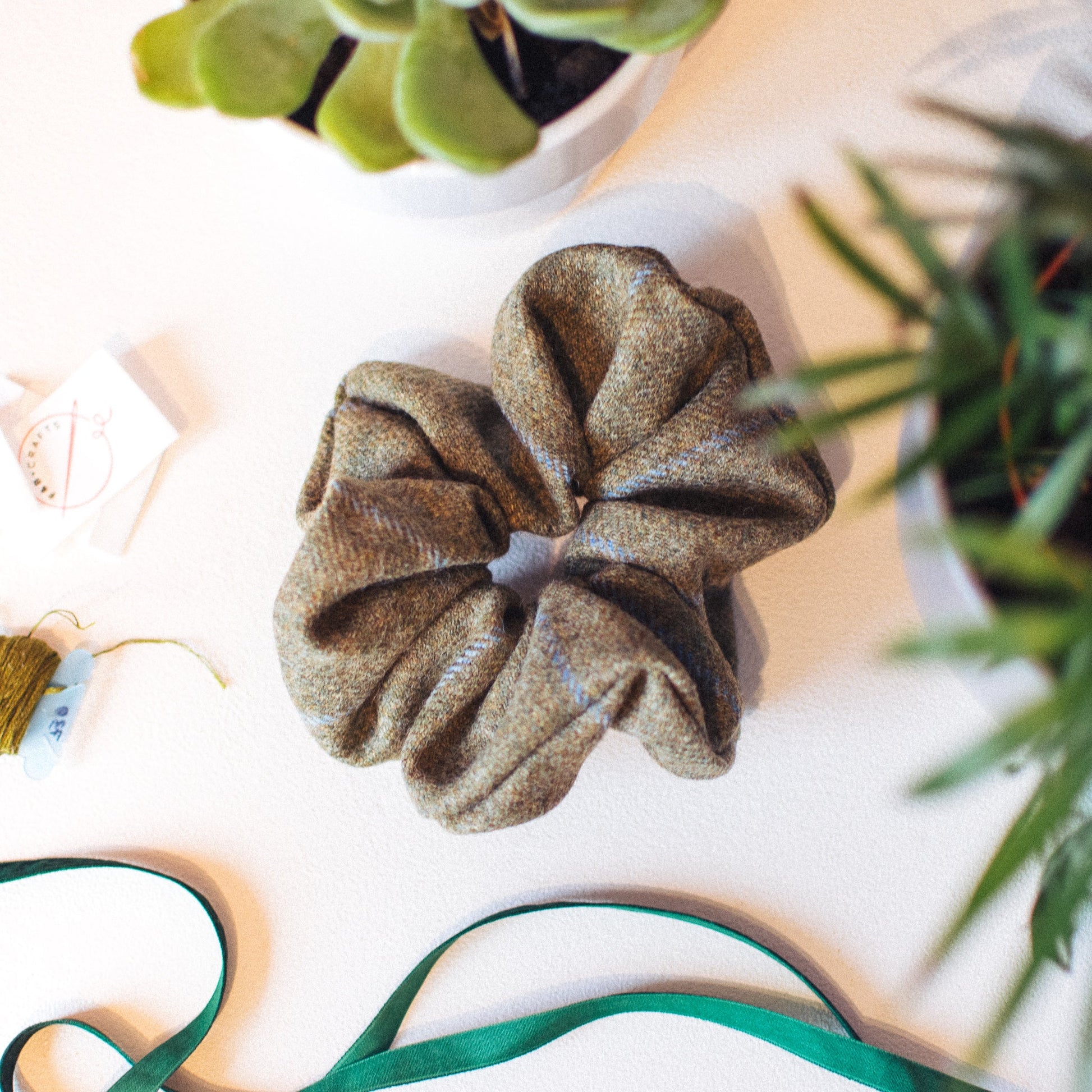 Light Blue & Pink Tweed Scrunchies - F&B Crafts - F&B Handmade