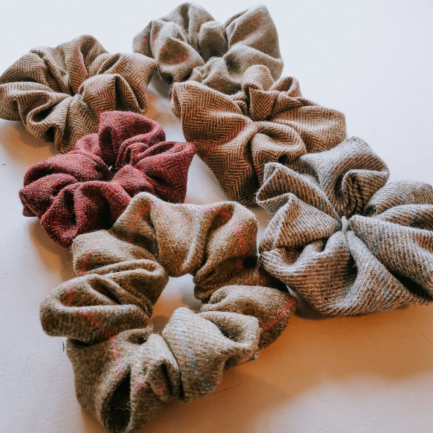 Light Blue & Pink Tweed Scrunchies - F&B Crafts - F&B Handmade