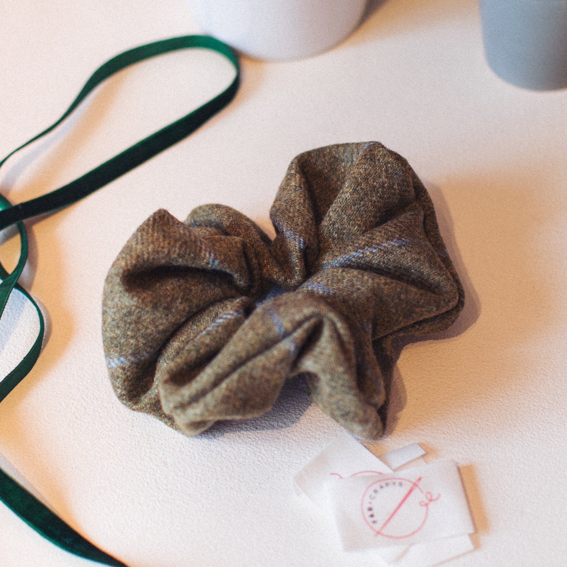 Light Blue & Pink Tweed Scrunchies - F&B Crafts - F&B Handmade