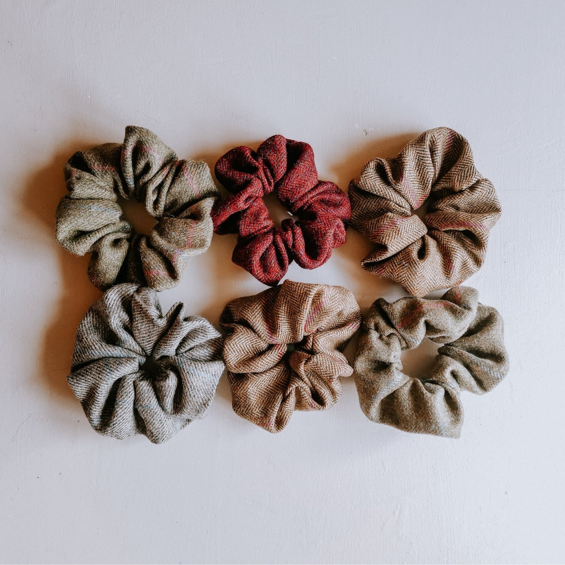 Light Blue & Pink Tweed Scrunchies - F&B Crafts - F&B Handmade