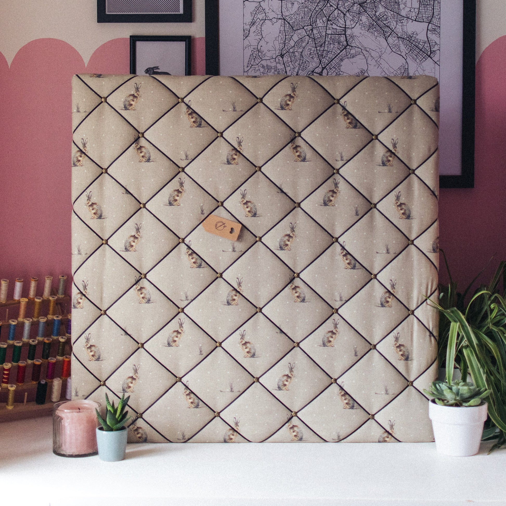Linen Hare Notice Board - F&B Crafts - F&B Handmade