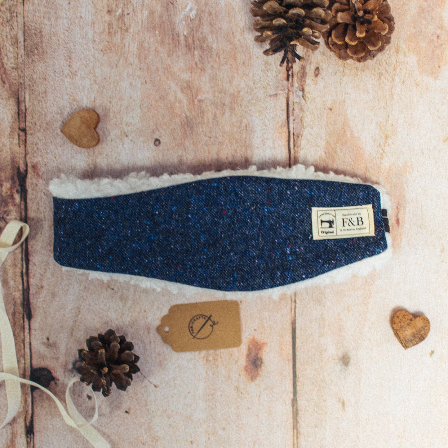 Navy Blue Donegal Tweed Head Warmer - F&B Crafts - F&B Handmade