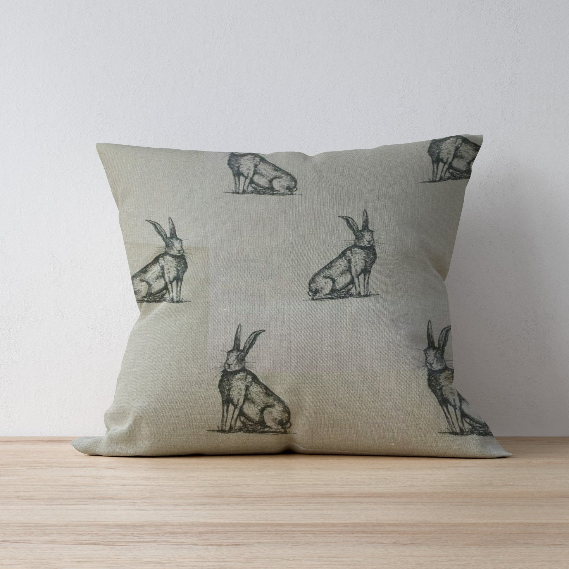 Pen Illustration Hare Print Linen Cushion - F&B Crafts - F&B Handmade