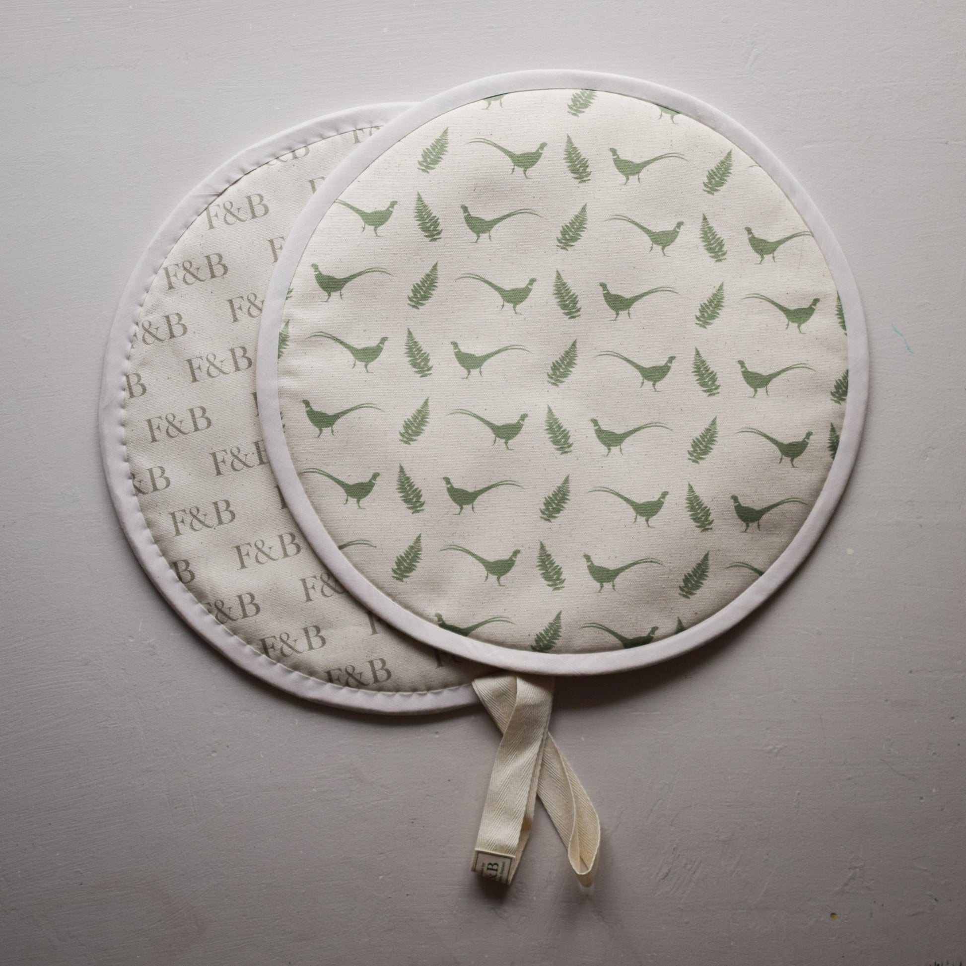 Pheasant & Fern Hob Covers - F&B Crafts - F&B Designs