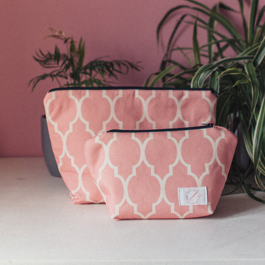Pink Trellis Wash Bag and Make-up Bag - F&B Crafts - F&B Designs
