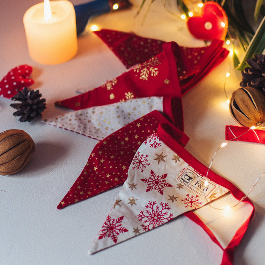 Red and Gold Christmas Bunting (2.5m) - F&B Crafts - F&B Handmade
