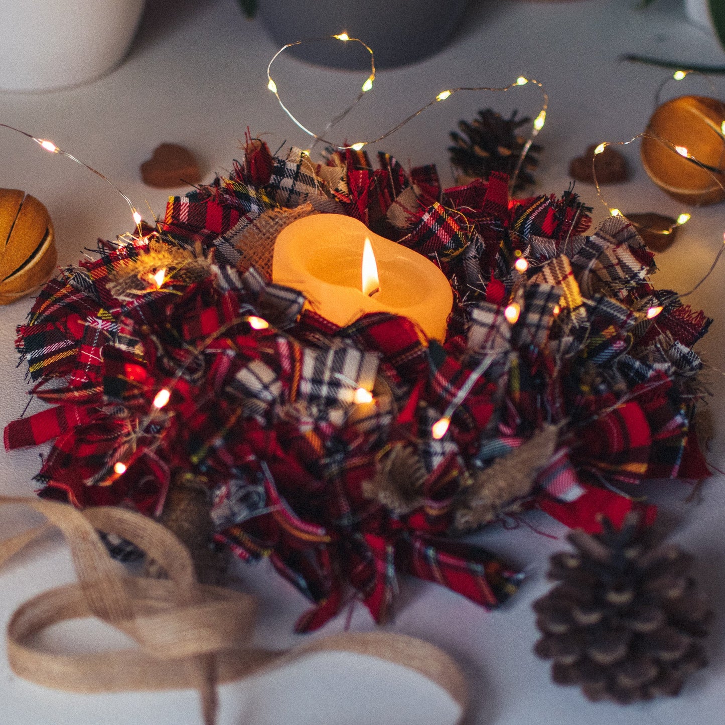Red Tartan Mini Wreaths & Table Center Pieces - F&B Crafts - F&B Crafts
