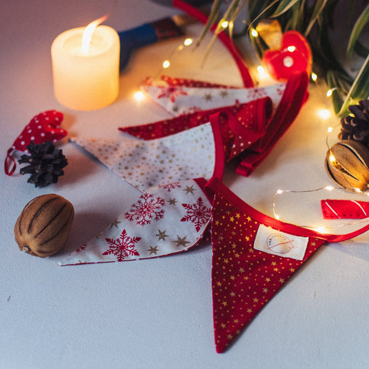 Red, White and Gold Christmas Bunting (2m) - F&B Crafts - F&B Handmade