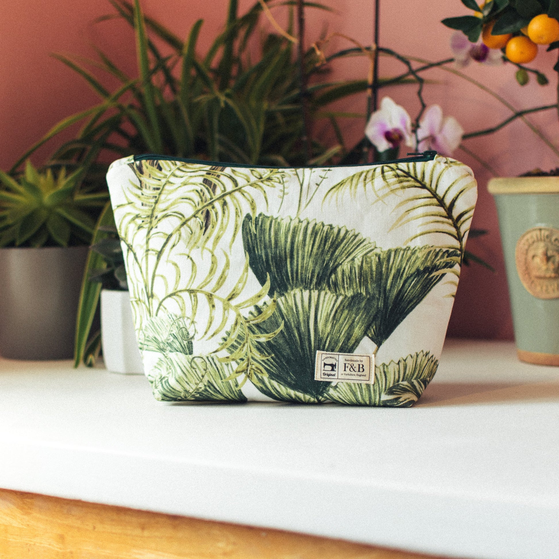 Tropical Leaves Print Wash Bag and Make-up Bag - F&B Crafts - F&B Handmade