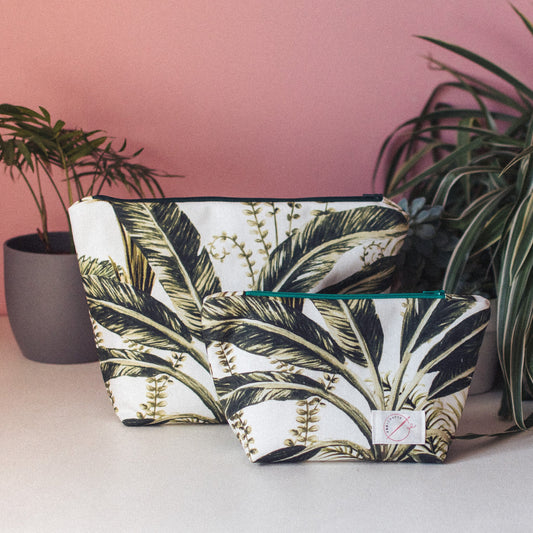 Tropical Leaves Print Wash Bag and Make-up Bag - F&B Crafts - F&B Handmade