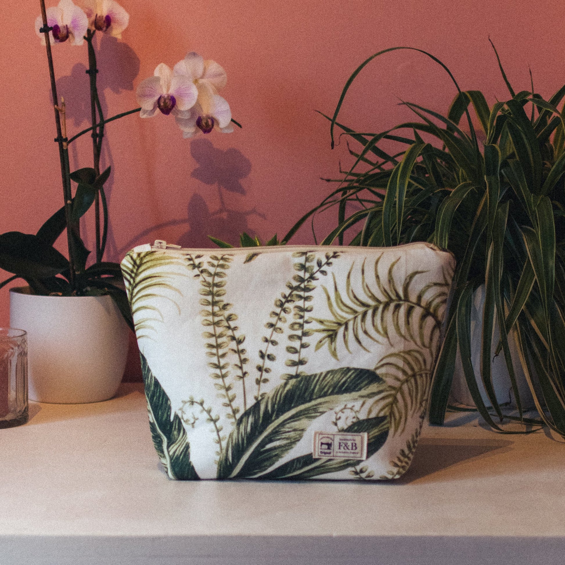 Tropical Leaves Print Wash Bag and Make-up Bag - F&B Crafts - F&B Handmade
