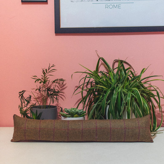 Tweed Khaki and Pink Draught Excluder - F&B Crafts - F&B Handmade