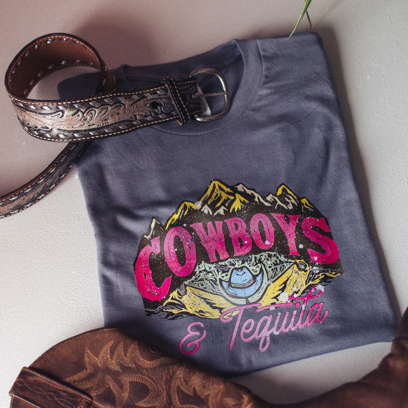 Vintage Style Cowboys & Tequila T-Shirt - F&B Crafts - Fox & Co Apparel