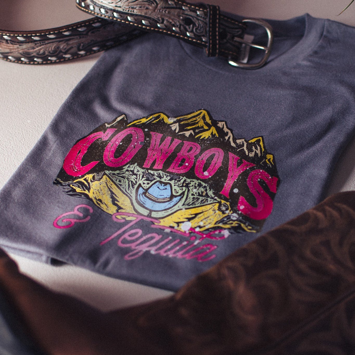 Vintage Style Cowboys & Tequila T-Shirt - F&B Crafts - Fox & Co Apparel