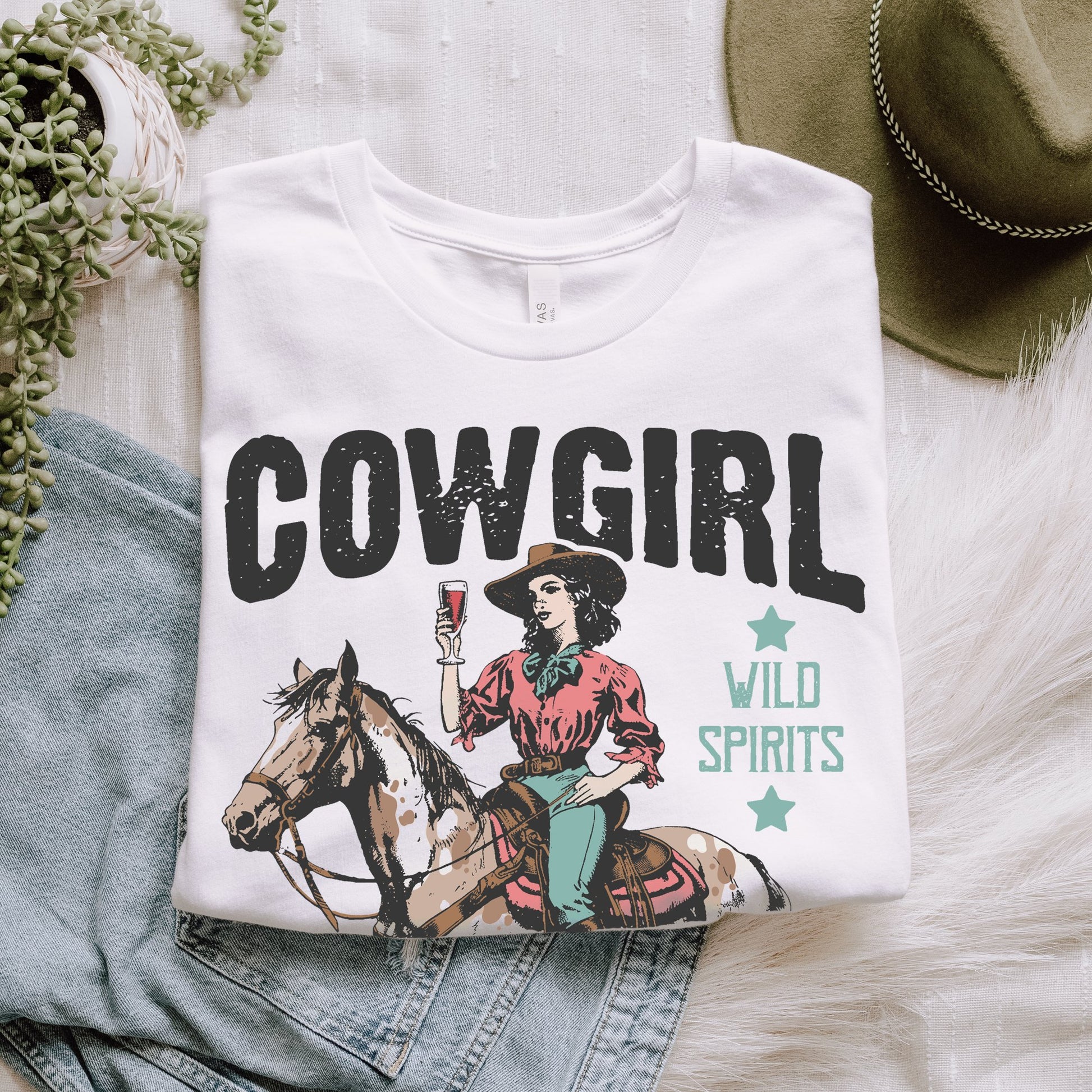 Vintage Style Cowgirl Social Club T - Shirt - F&B Crafts - Fox & Co Apparel