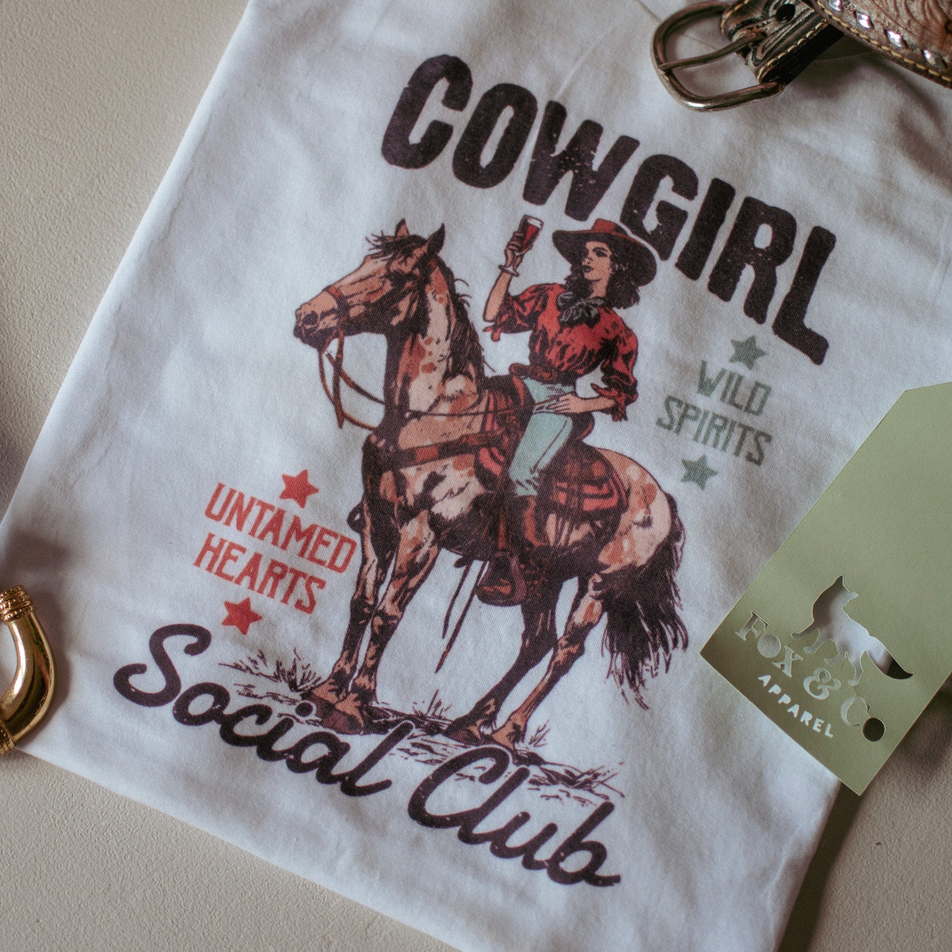 Vintage Style Cowgirl Social Club T - Shirt - F&B Crafts - Fox & Co Apparel