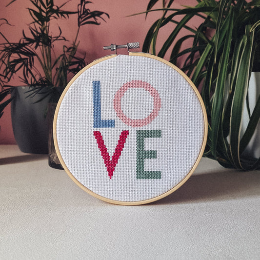 Vintage Style LOVE 6" Hoop Cross Stitch Kit - F&B Crafts - F&B Crafts