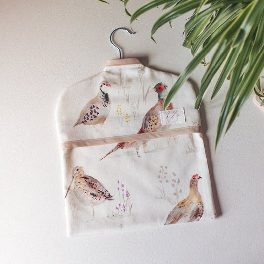 Watercolour Game Birds Print Peg Bag - F&B Crafts - F&B Handmade