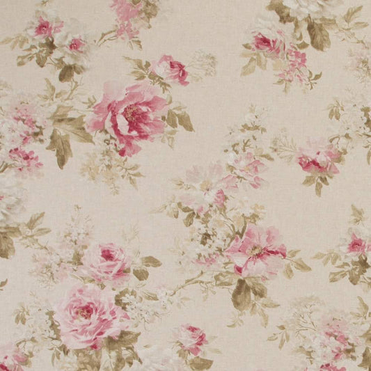 Watercolour Linen Large Rose Fabric - F&B Crafts - F&B Handmade